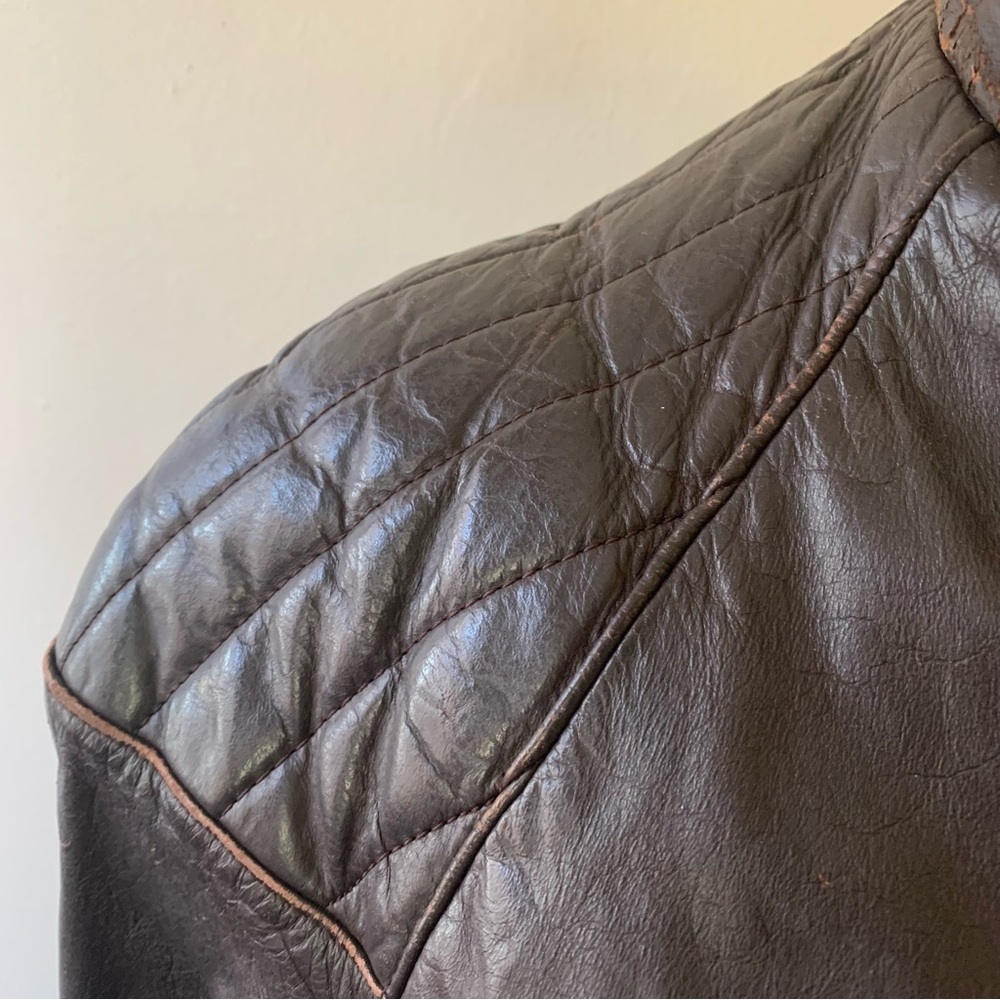 Vintage Leather Bomber cafe Racer Jacket - Picture 3 of 10